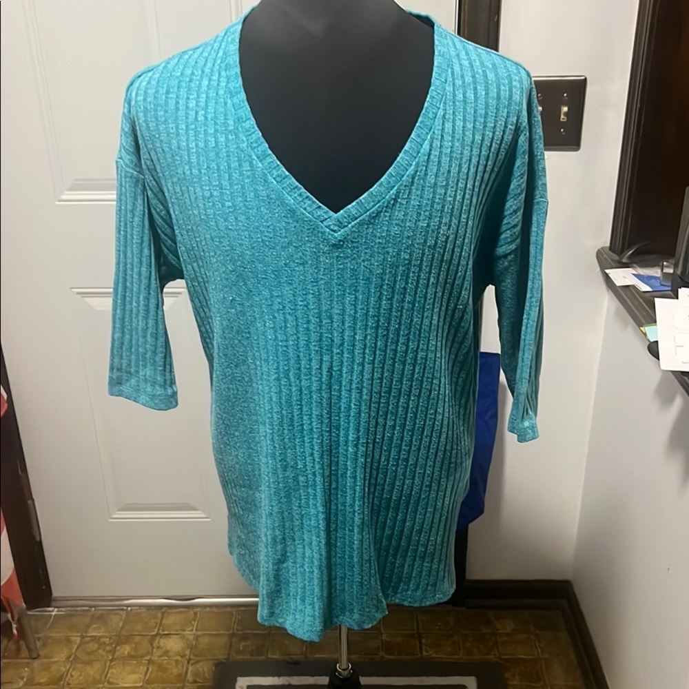 Faded Glory Blue Ribbed Tunic T-Shirt